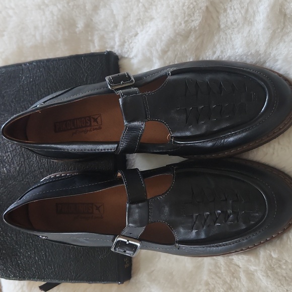 PIKOLINOS Black Leather Buckle Loafers Size 38 - Picture 4 of 9